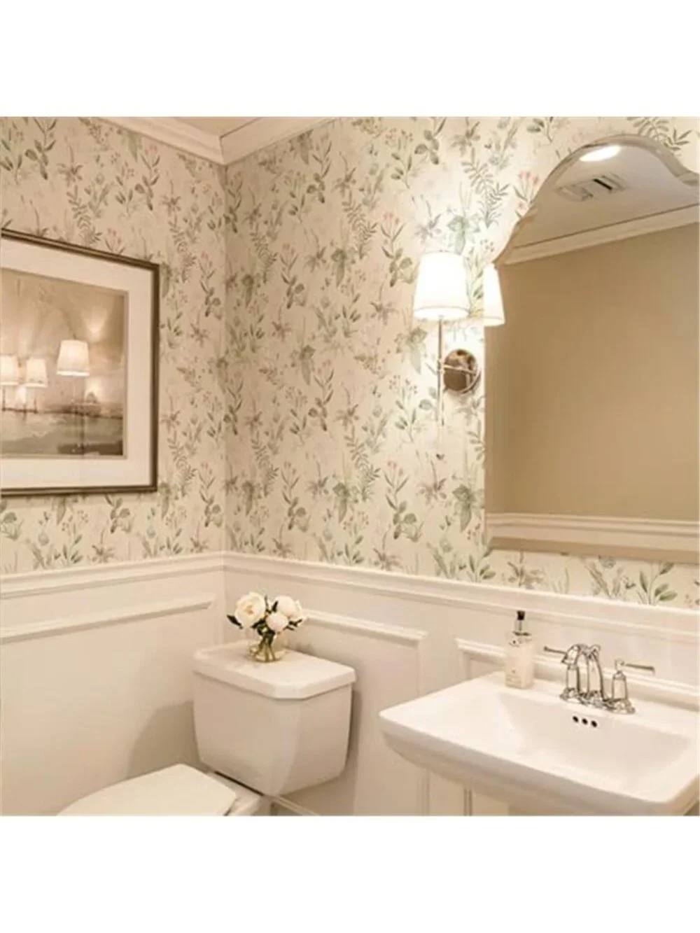 Vintage Wallpaper Peel and Stick Beige Floral Contact Paper Wall Paper
